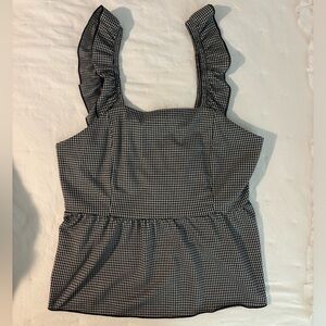 Black and White Gingham Ruffle Top